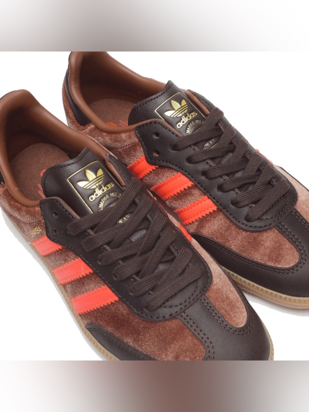 adidas Samba Sneakers Brown with Coral Stripes - never worn! - Picture 3 of 10